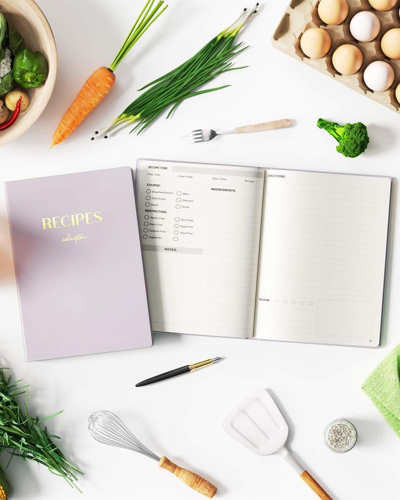 hi!SCI Blank Recipe Book to Write in Your Own Recipes, Large Recipe Notebook with 192 Pages, 7" x 10" Hardcover Recipe Journal for Family Cooking Lover (Lavender Fog) - Image 5